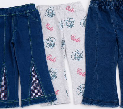 Girls T-Shirt & Bottom Set – Pack of 3 (Multicolors)