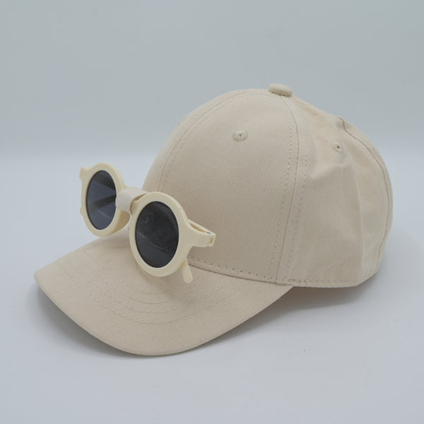 Cotton Cap with Attached Round Sunglasses