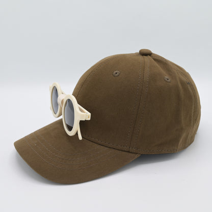 Cotton Cap with Attached Round Sunglasses
