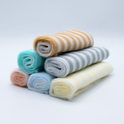 Soft Cotton Baby Washcloth Set – Multicolor Striped Towels
