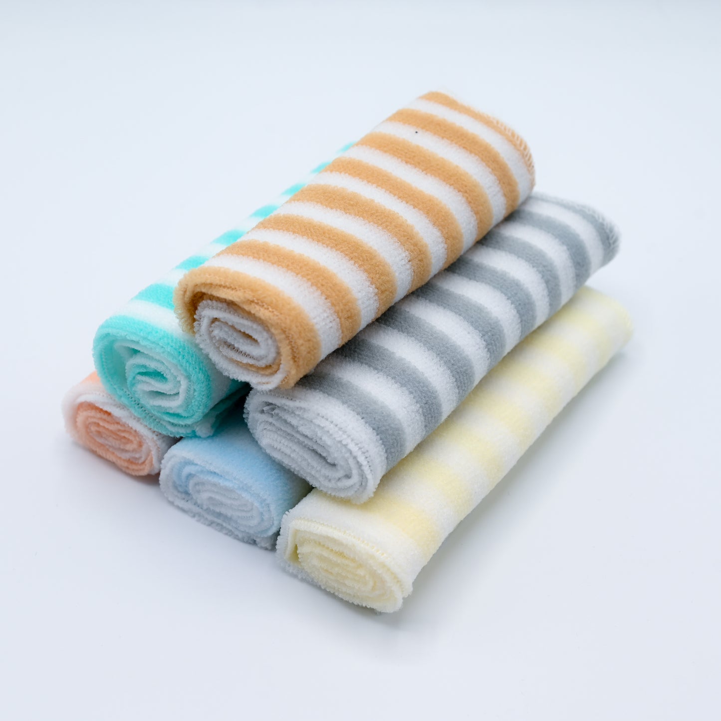 Soft Cotton Baby Washcloth Set – Multicolor Striped Towels