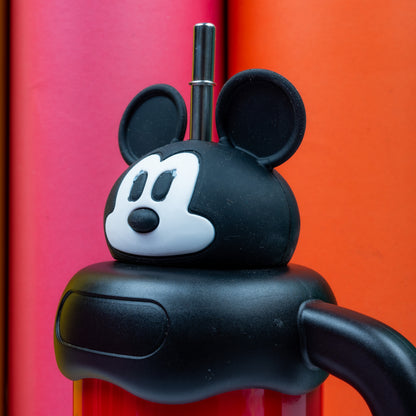Mickey Mouse Red Travel Tumbler with Handle & Straw – Kids Favorite Drink Cup