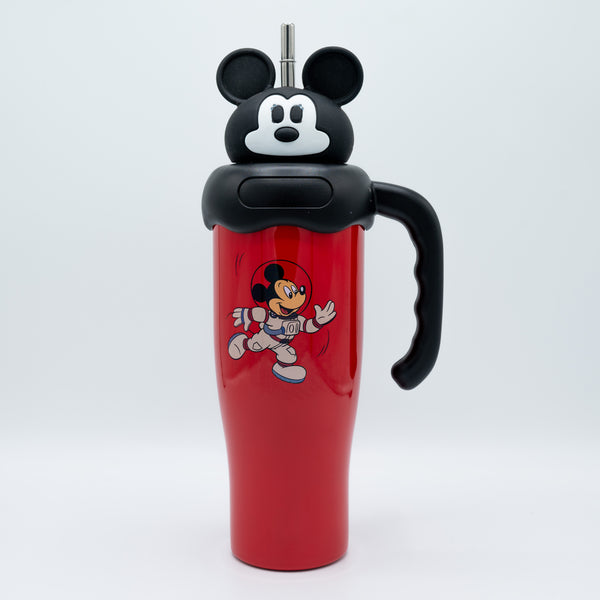 Mickey Mouse Red Travel Tumbler with Handle & Straw – Kids Favorite Drink Cup