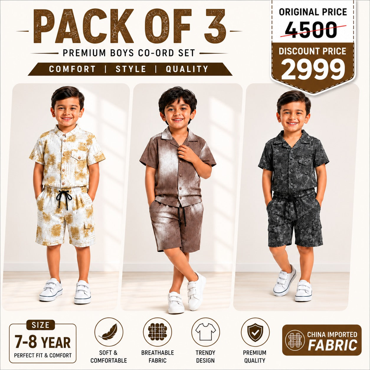 Kids Summer Co-Ord Set Bundle (Pack of 3) | Imported Fabric