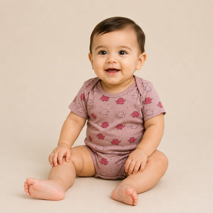 Baby Girls Elephant Print Bodysuit – Soft Cotton Jersey Romper