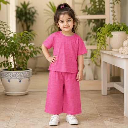 Girls Pink Printed Co-Ord Set  EG-161