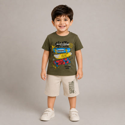 Kids Skateboard Graphic Summer Co-Ord Set EB-287