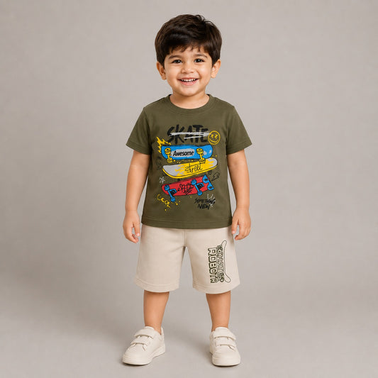 Kids Skateboard Graphic Summer Co-Ord Set EB-287