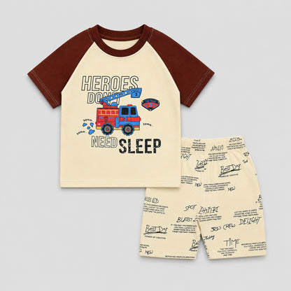 Kids Fire Truck Graphic Summer Co-Ord Set EB-285