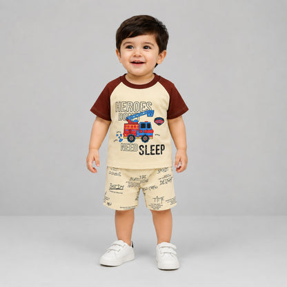 Kids Fire Truck Graphic Summer Co-Ord Set EB-285