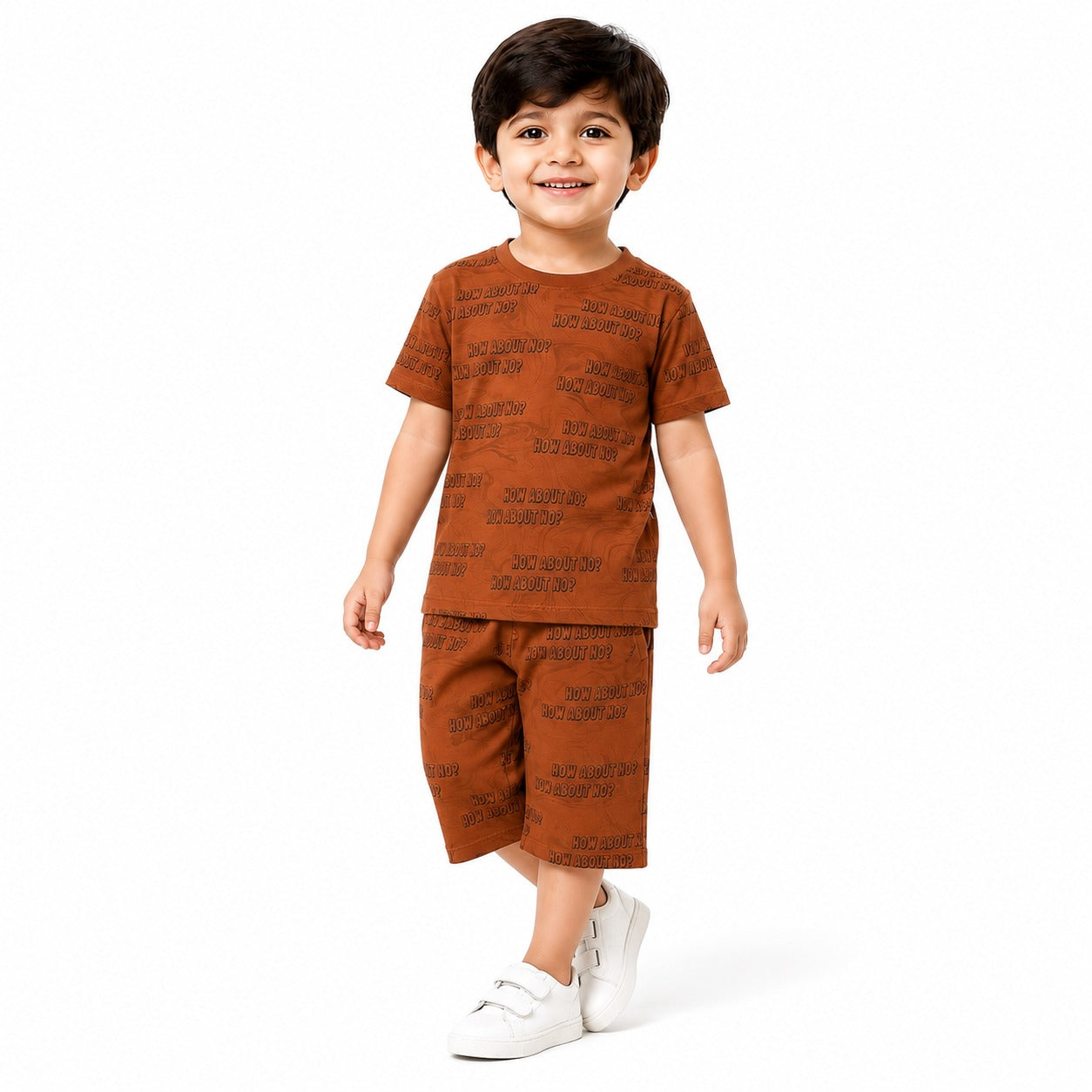 Kids Brown Printed Summer Co-Ord Set (EB-295)