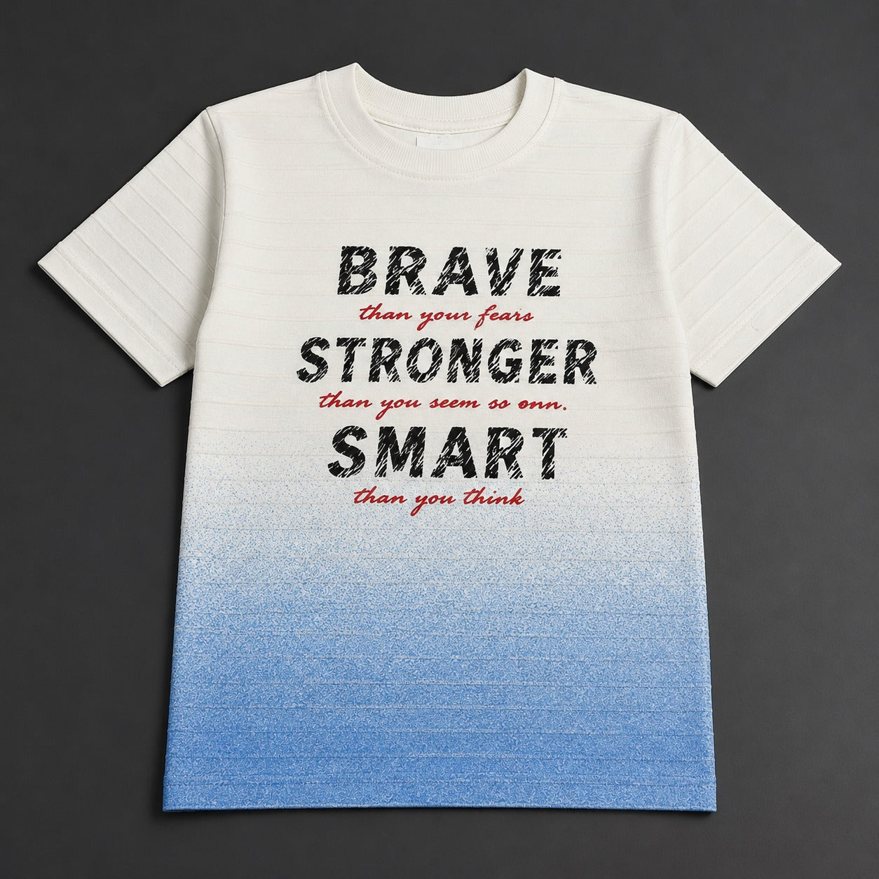 Kids' "Brave Stronger Smart" Gradient Graphic T-Shirt (China Imported)