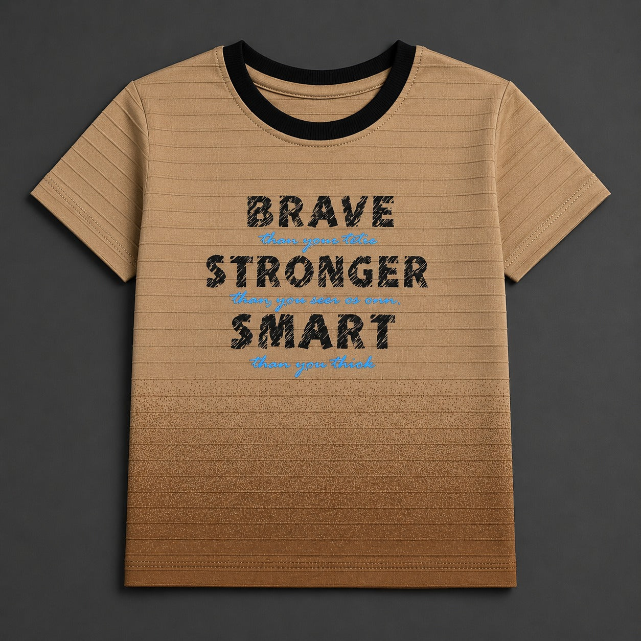 Kids' "Brave Stronger Smart" Gradient Graphic T-Shirt (China Imported)