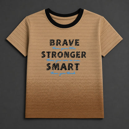 Kids' "Brave Stronger Smart" Gradient Graphic T-Shirt (China Imported)