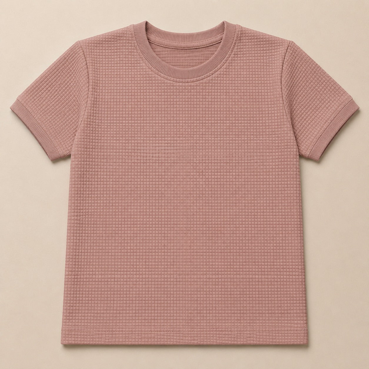 Essential Boys' Waffle-Knit Crew Neck T-Shirt – Dusty Rose