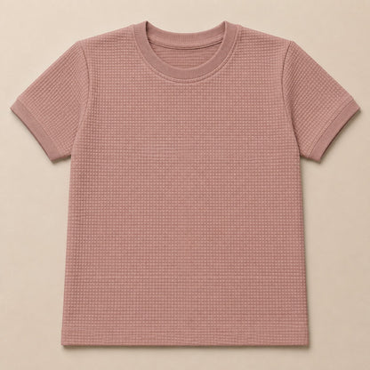 Essential Boys' Waffle-Knit Crew Neck T-Shirt – Dusty Rose