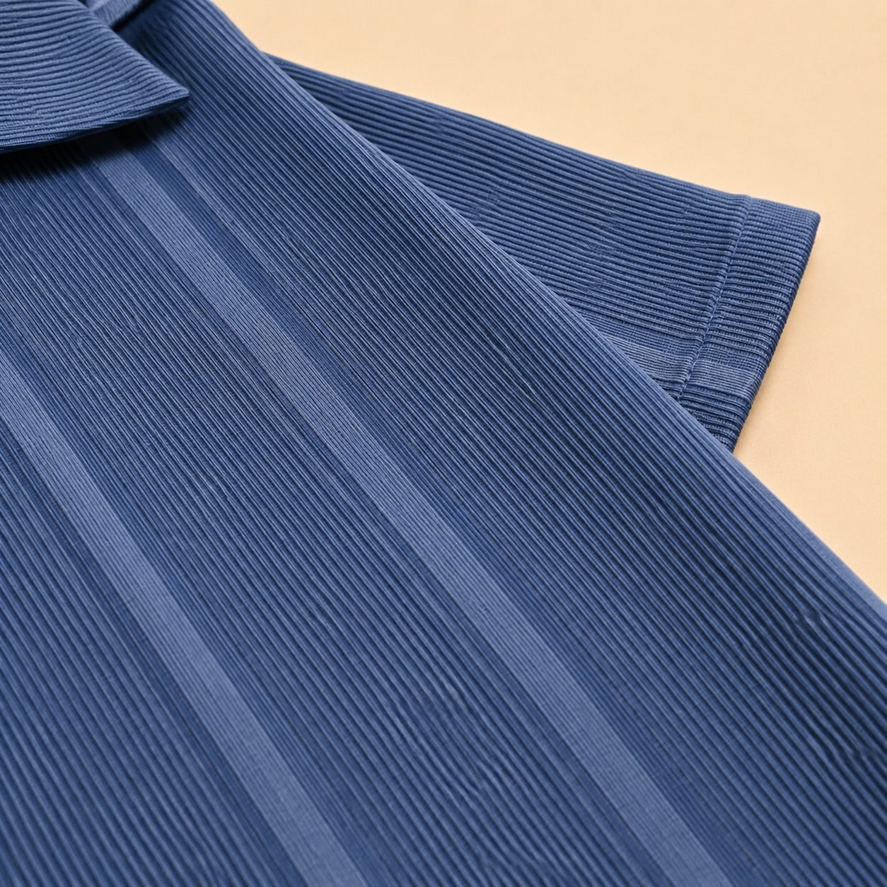 Premium Ribbed Texture Camp Collar Shirt - Dusty Blue(China imported)