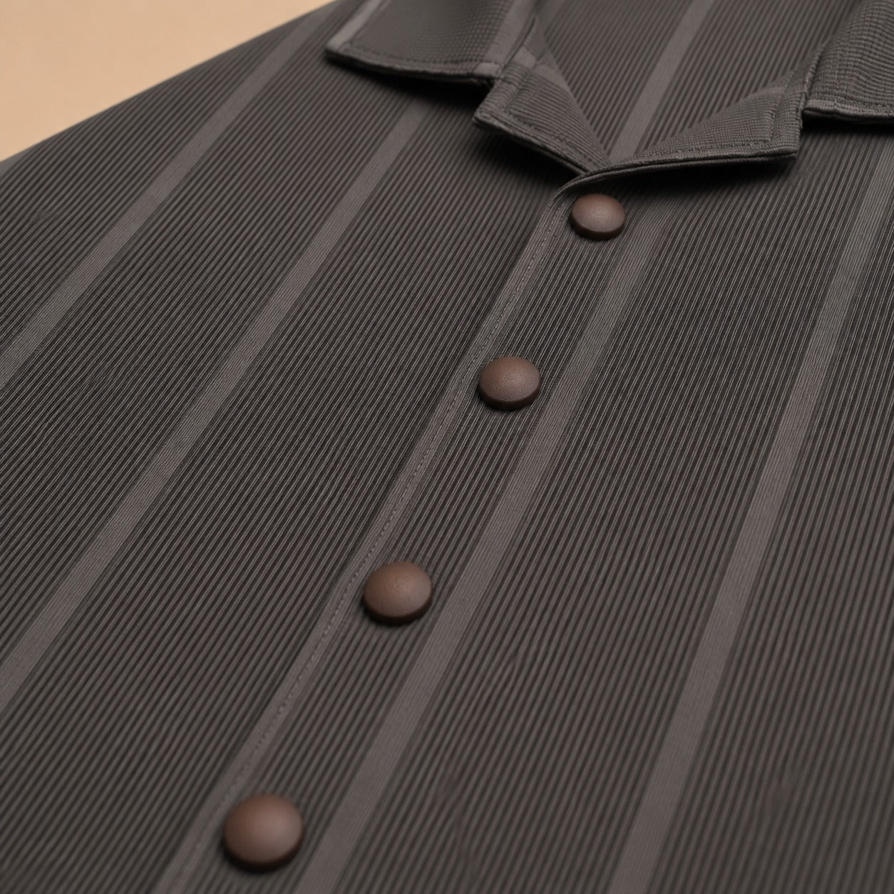 Premium Ribbed Texture Camp Collar Shirt - Dusty Blue(China imported)