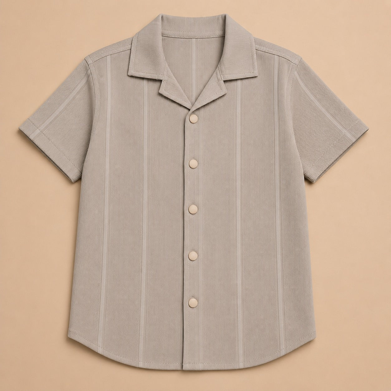 Premium Ribbed Texture Camp Collar Shirt - Dusty Blue(China imported)
