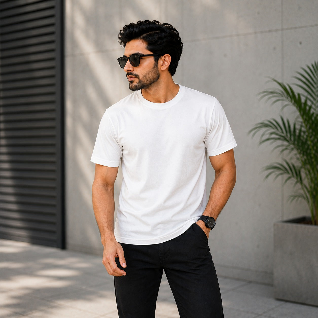 Men's Solid Round Neck Half Sleeve T-Shirt ( WHITE)