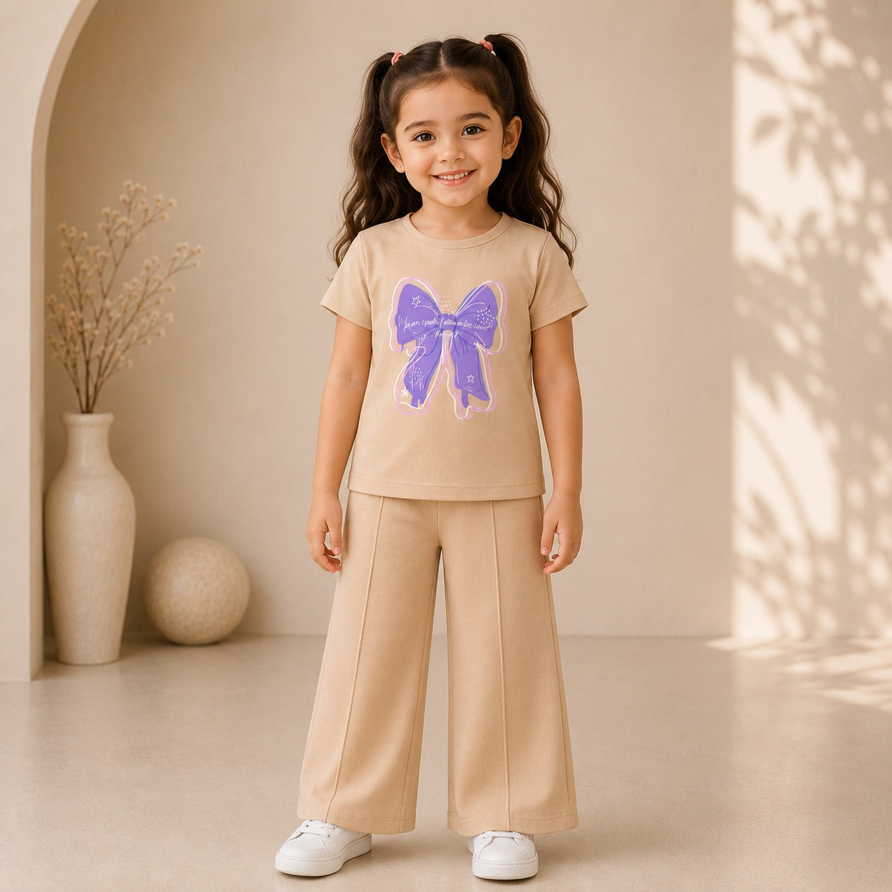Little Princess Bow Printed Two Piece Outfit for Girls