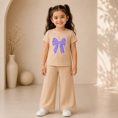 Little Princess Bow Printed Two Piece Outfit for Girls