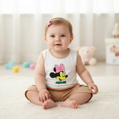 Cute Cartoon Printed Sleeveless Summer Outfit for Girls
