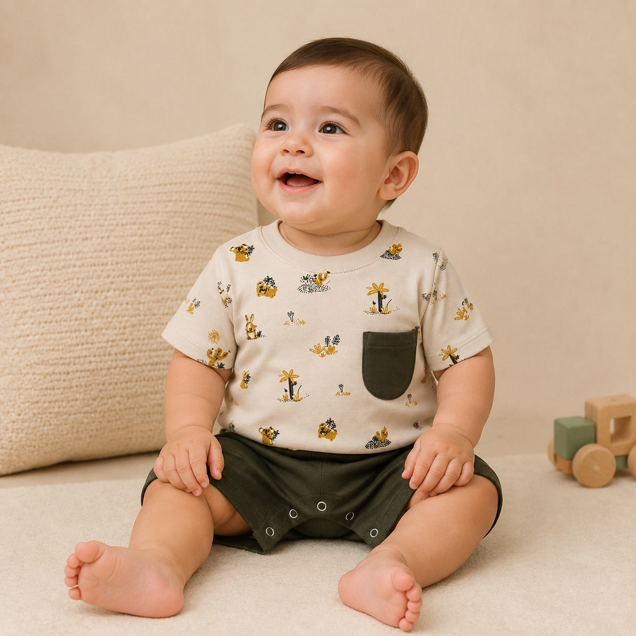 Baby Boys Premium Summer Romper Set | Soft Cotton Printed Outfit | Comfortable Casual Wear for Infants & Toddlers
