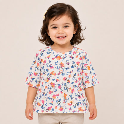 Girls Floral Print Cotton Lawn Peplum Top – Lightweight Summer Casual Wear