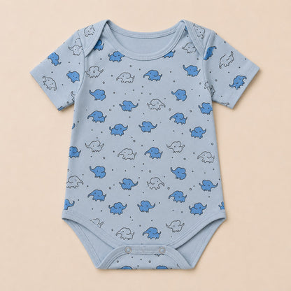 Baby Girls Elephant Print Bodysuit – Soft Cotton Jersey Romper