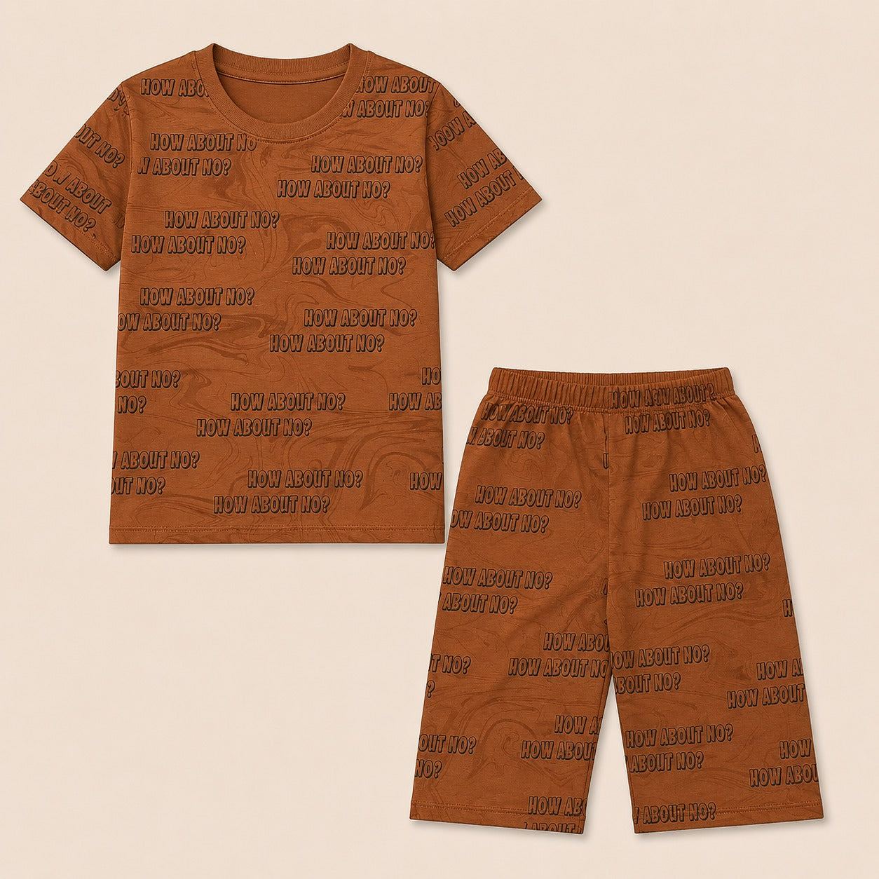 Kids Brown Printed Summer Co-Ord Set (EB-295)