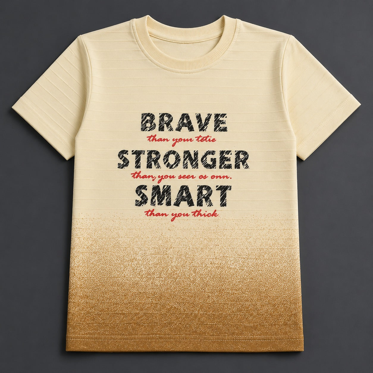 Kids' "Brave Stronger Smart" Gradient Graphic T-Shirt (China Imported)