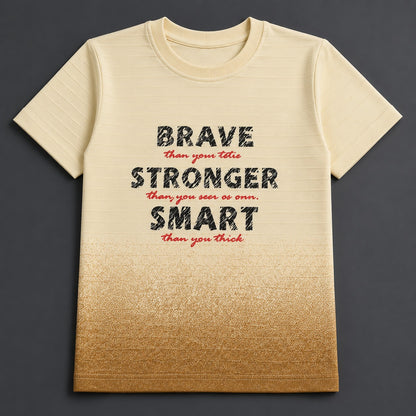 Kids' "Brave Stronger Smart" Gradient Graphic T-Shirt (China Imported)