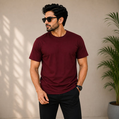 Men's Solid Round Neck Half Sleeve T-Shirt