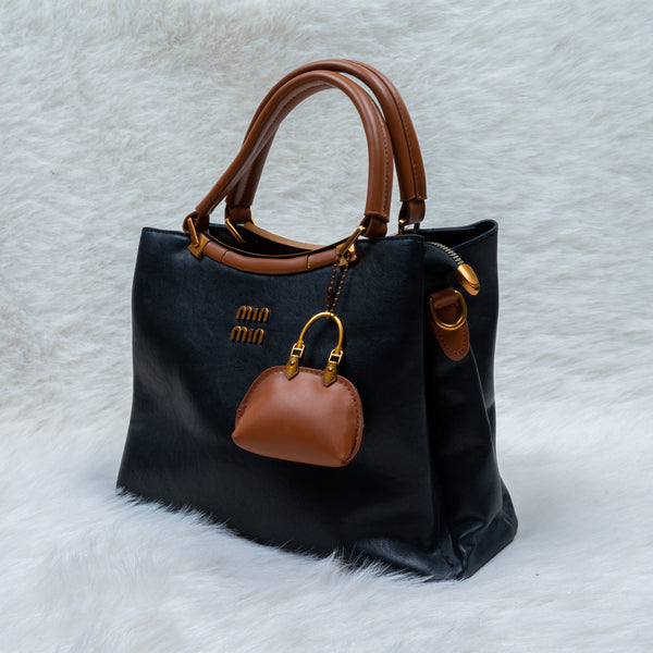 'Classic Everyday' Black & Brown Mini-Tote Handbag