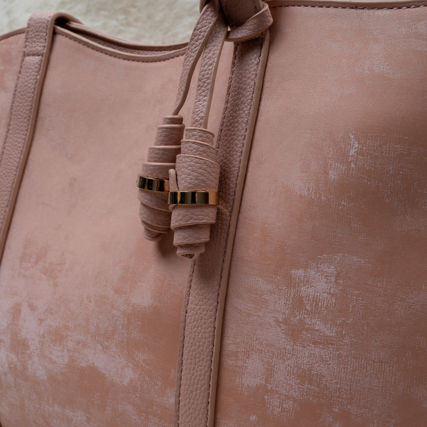 Elegant Light Brown Velvet Finish Women’s Handbag — Everyday Tote Style