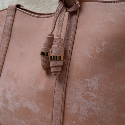 Elegant Light Brown Velvet Finish Women’s Handbag — Everyday Tote Style