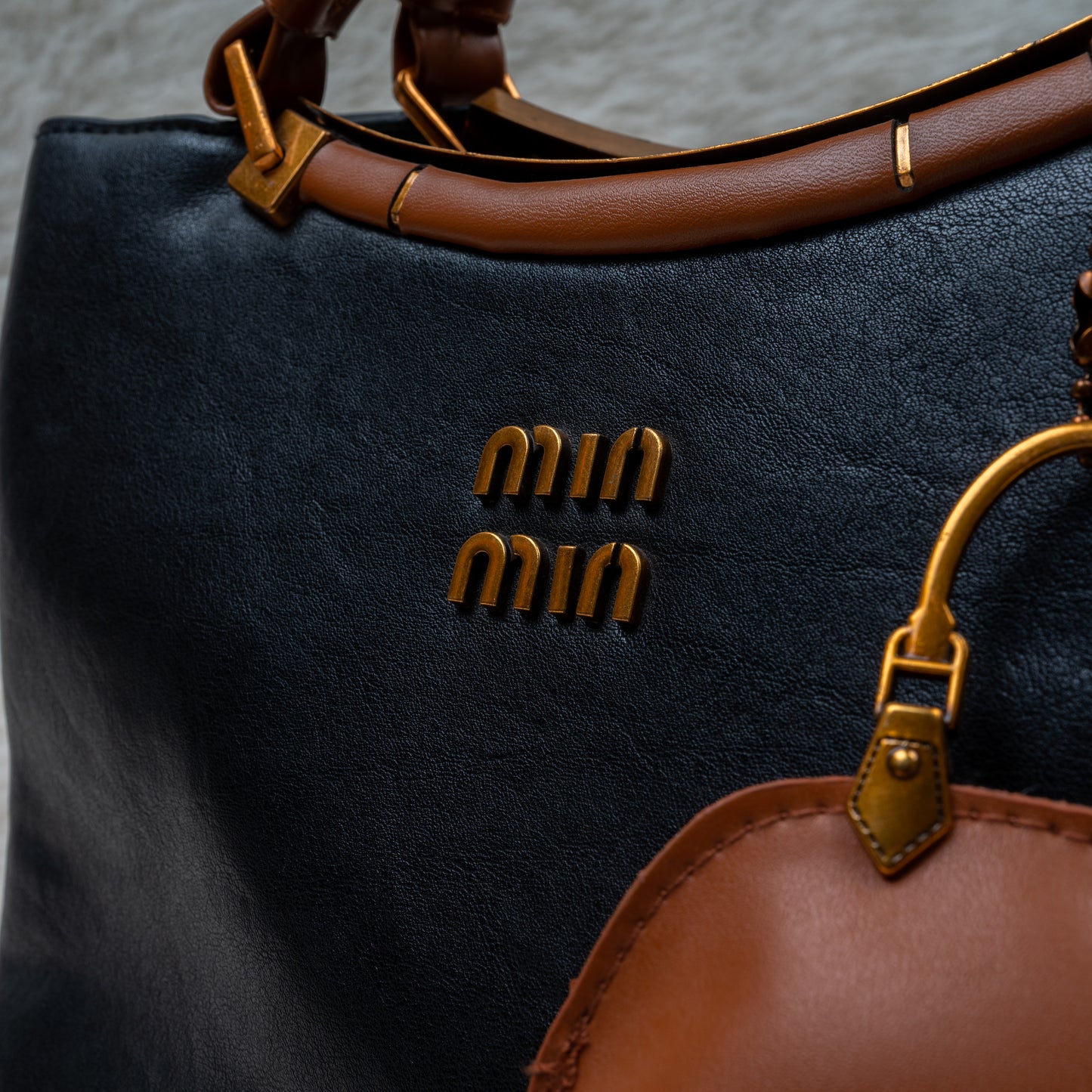 'Classic Everyday' Black & Brown Mini-Tote Handbag