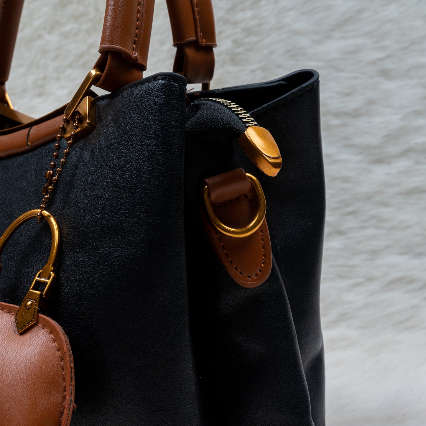 'Classic Everyday' Black & Brown Mini-Tote Handbag