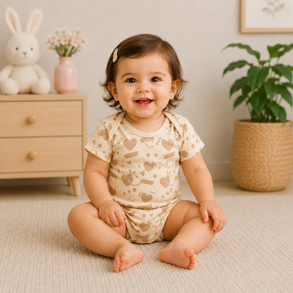 Baby Girl  Printed Romper – Hearts & Smiles