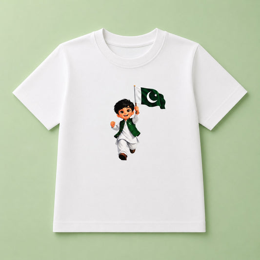 14 August Pakistan Flag Kids T-Shirt | Fine Jersey Independence Day Tee (EB 303)