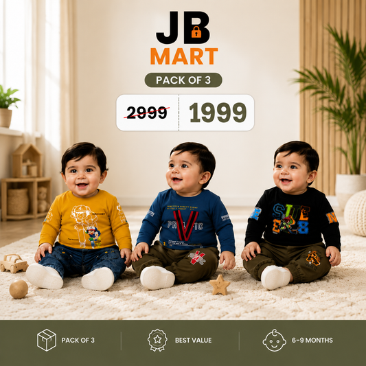 Premium Baby Boys 3 Piece Suit Set | Pack of 3 Stylish Outfits (01)