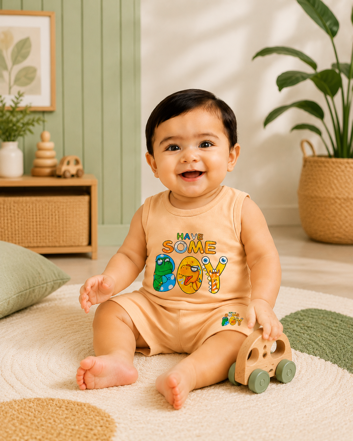 Baby Boys Have Some Joy 2-Piece Set | Sleeveless Cotton Top & Shorts Outfit | Cute Summer Wear (11)