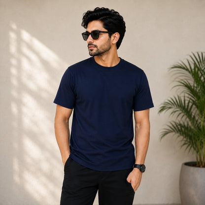 Men's Solid Round Neck Half Sleeve T-Shirt