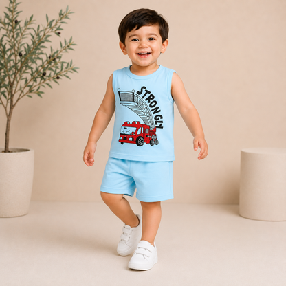 Kids Fire Truck Sleeveless Summer Co-Ord Set EB-280