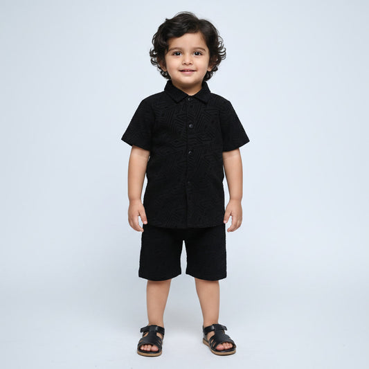 Kids Black Premium Summer Co-Ord Set for Boys