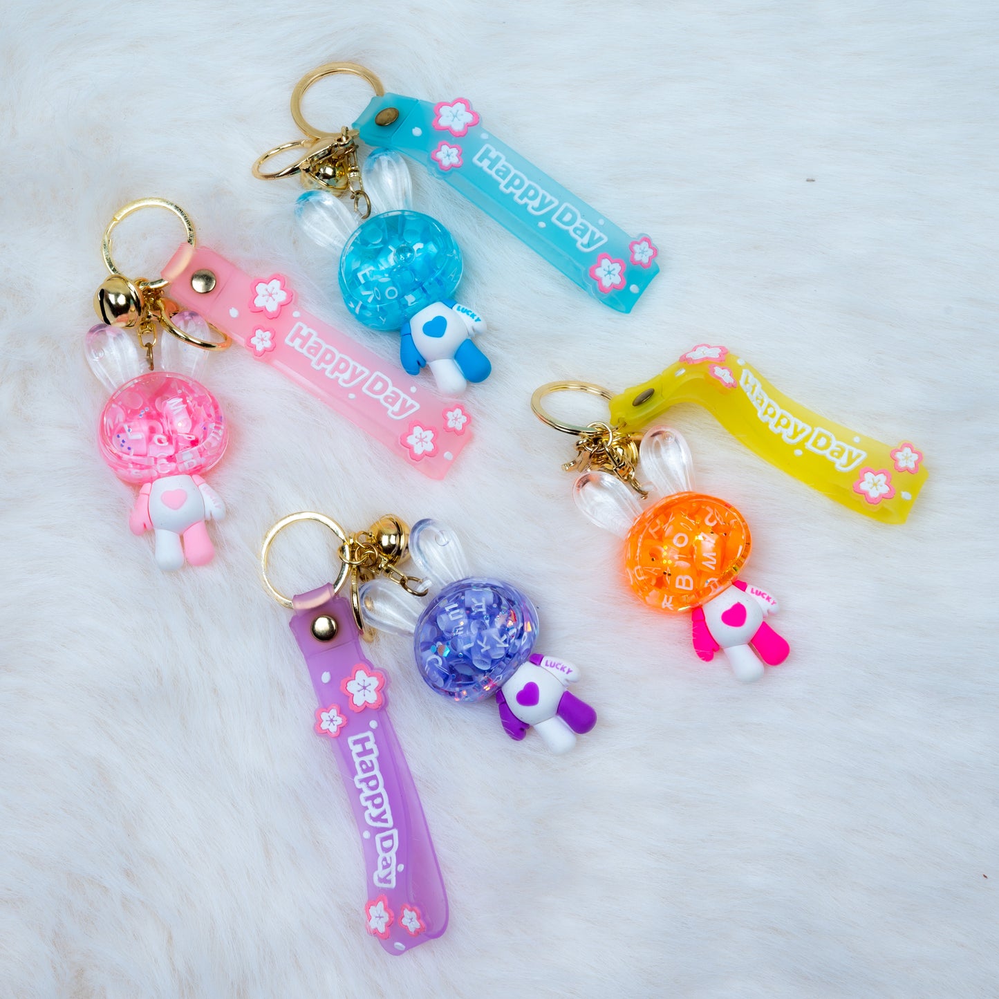 'Happy Day' Shaker Rabbit Keychain (014)