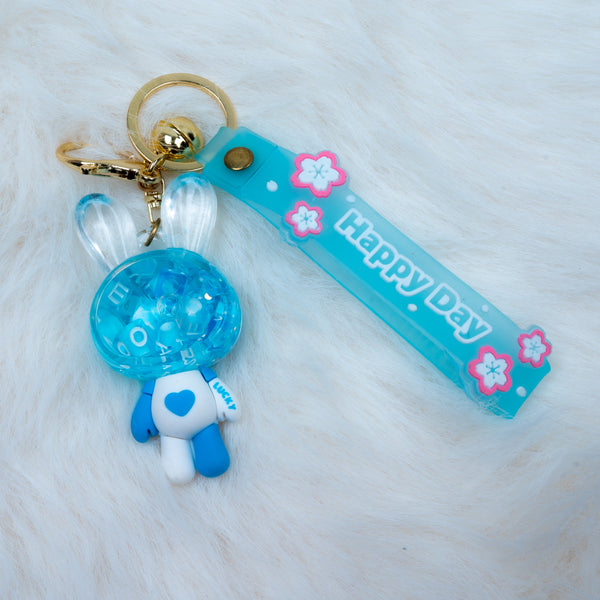 'Happy Day' Shaker Rabbit Keychain (014)
