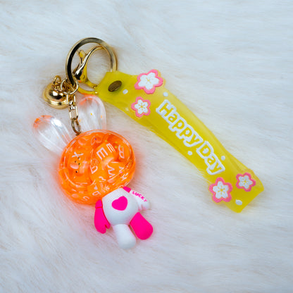 'Happy Day' Shaker Rabbit Keychain (014)